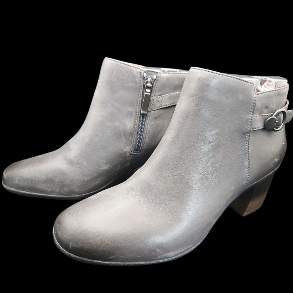 Dansko Gray Leather Ankle Booties